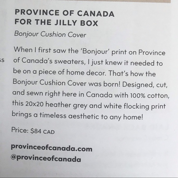 Jillian Harris/ Province of Canada Bonjour Cushion Cover - Picture 3 of 12